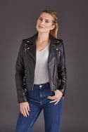 Ladies Leather Biker Jacket Black