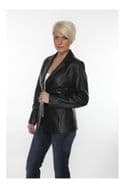 Ladies Leather Jacket Blazer Black