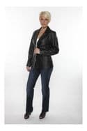 Ladies Leather Jacket Blazer Black