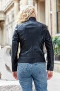 Ladies Leather Jacket Short Black