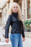 Ladies Leather Jacket Short Black