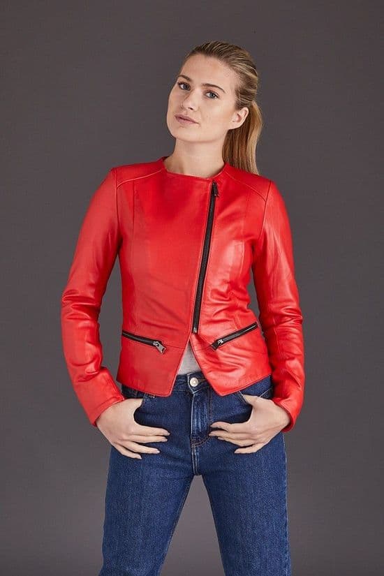 Red Leather Jacket Women's
