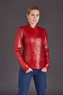 Red Leather Jacket Womens:Eva
