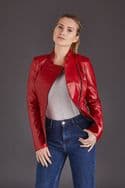 Red Leather Jacket Womens:Eva