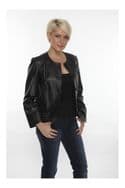 Women Leather Biker Jacket in Black:EC