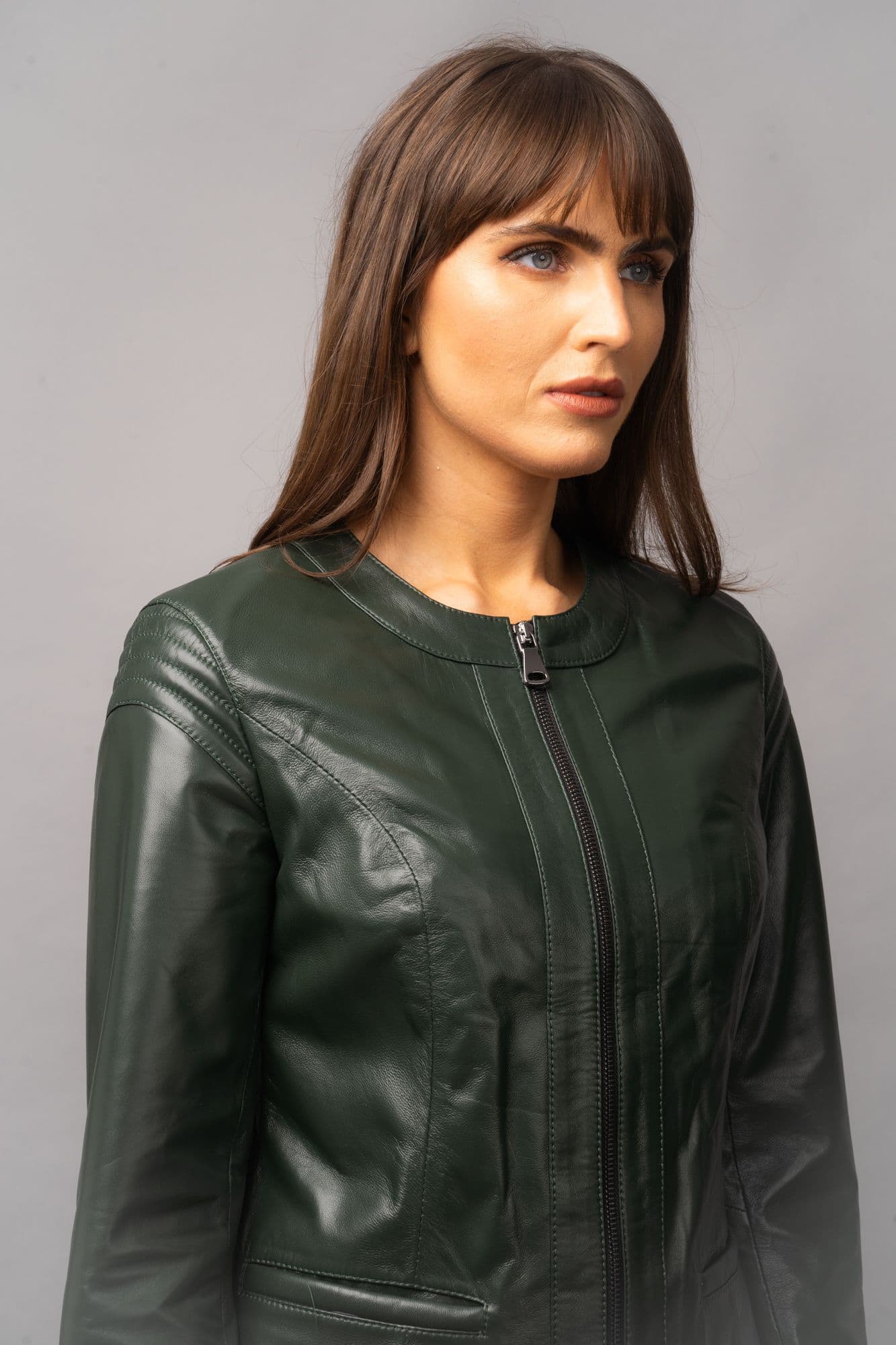 WOMEN S GREEN LEATHER JACKET EMMA