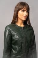 WOMEN'S GREEN LEATHER JACKET:EMMA
