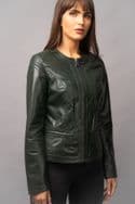 WOMEN'S GREEN LEATHER JACKET:EMMA