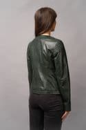 WOMEN'S GREEN LEATHER JACKET:EMMA