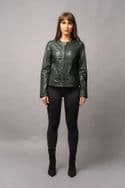 WOMEN'S GREEN LEATHER JACKET:EMMA