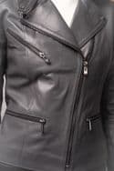 WOMEN'S  GREY  BIKER LEATHER JACKET