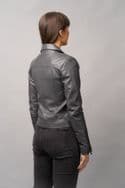 WOMEN'S  GREY  BIKER LEATHER JACKET