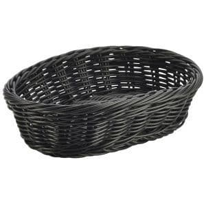 Black Oval Polywicker Basket 22.5 x 15.5 x 6.5cm Box Of 6