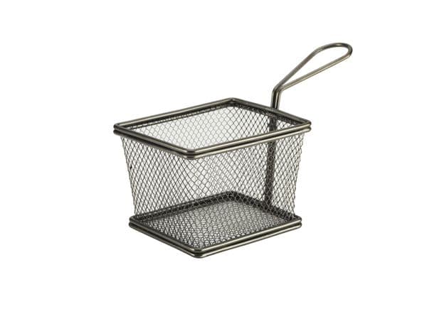 Black Serving Fry Basket Rectangular 12.5 x 10 x 8.5cm Box Of 6