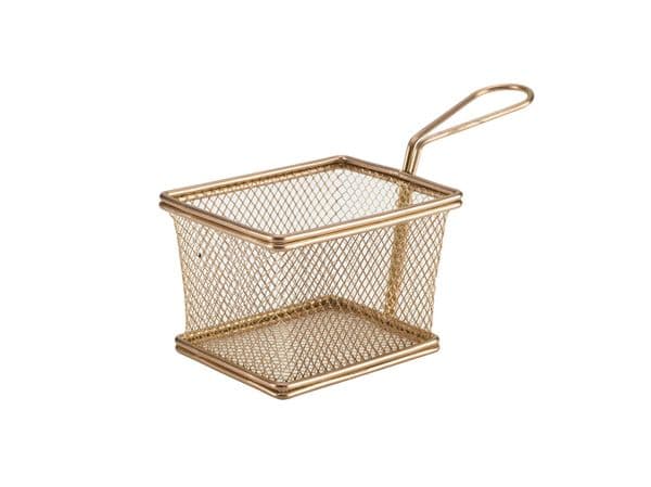 Copper Serving Fry Basket Rectangular 12.5 x 10 x 8.5cm Box Of 6