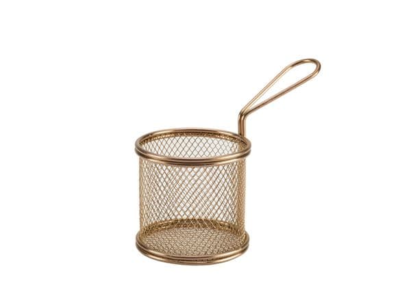 Copper Serving Fry Basket Round 9.3 x 9cm Box Of 6