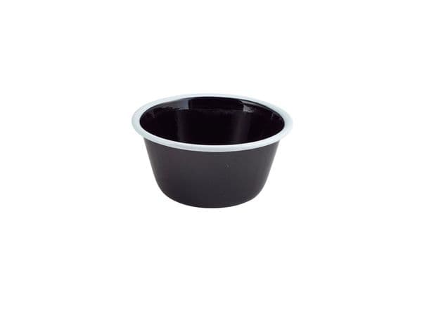 Enamel Deep Pie Dish Black with White Rim 12cm Box of 12