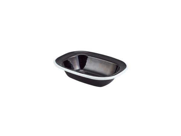Enamel Pie Dish Black with White Rim 16cm Box of 12