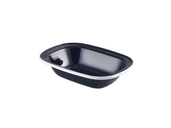 Enamel Pie Dish Black with White Rim 18cm Box of 12