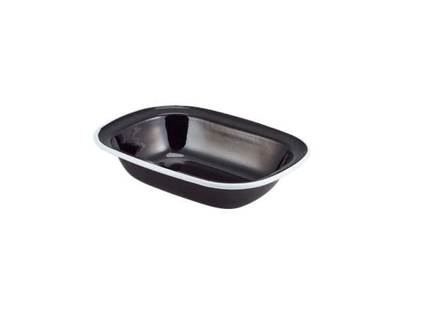 Enamel Pie Dish Black with White Rim 20cm Box of 12