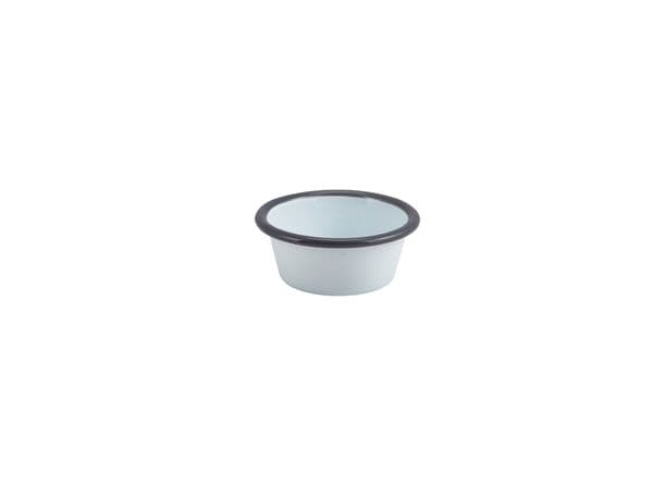 Enamel Ramekin White with Grey Rim 8cm Dia 90ml/ 3.2oz Box Of 12