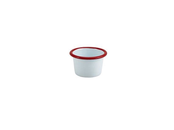 Enamel Ramekin White with Red Rim 7cm Dia 90ml/ 3 2oz Box Of 12