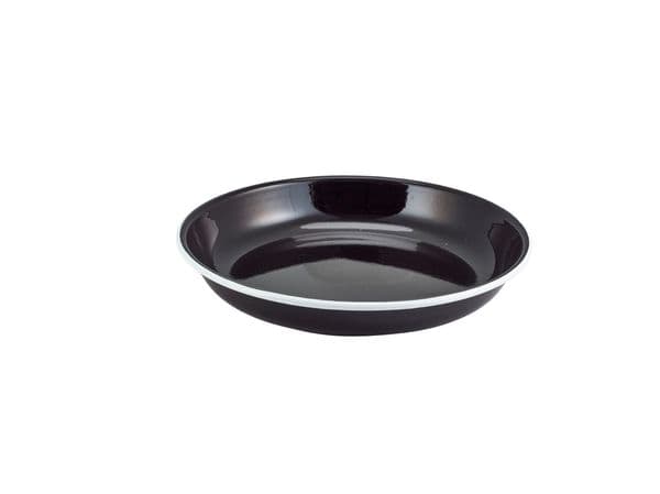 Enamel Rice/ Pasta Plate Black with White Rim 24cm