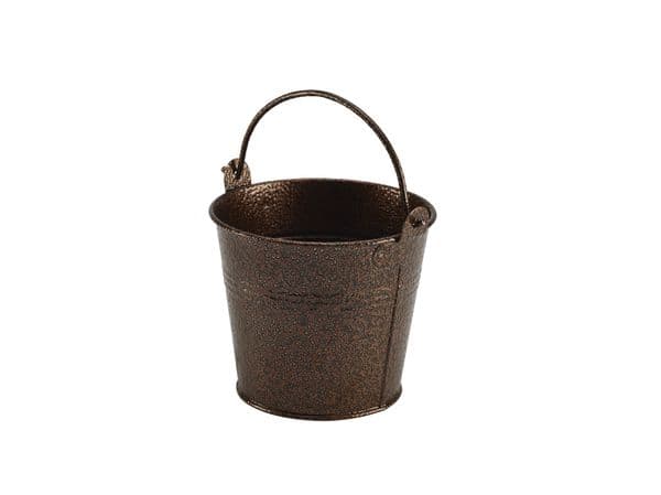 Galvanised Steel Hammered Serving Bucket 10cm Dia Copper Box Of 12