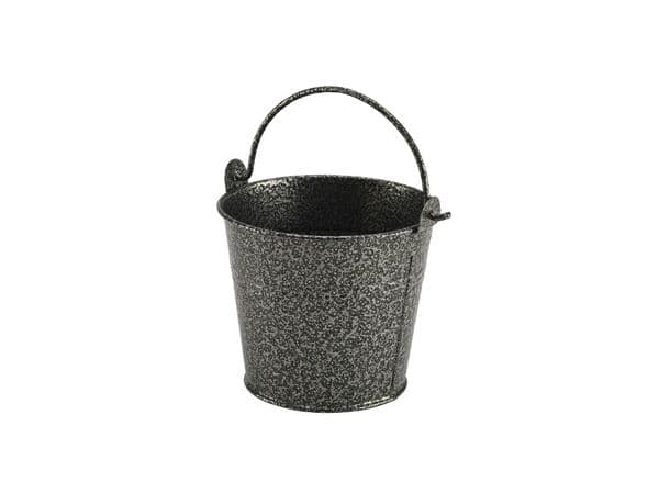 Galvanised Steel Hammered Serving Bucket 10cm Dia Silver Box Of 12