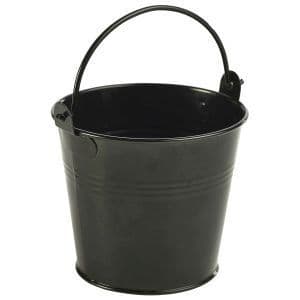 Galvanised Steel Serving Bucket 10cm Dia Black Box Of 12