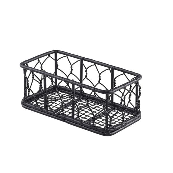 Genware Rectangular Black Wire Basket 14 x 7 x 5.5cm Box Of 6
