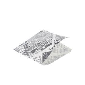 Greaseproof Paper Bags White Newspaper Print 17.5 x 17.5cm (1000)