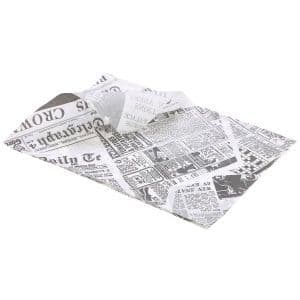 Greaseproof Paper White Newspaper Print 25 x 35cm (1000)