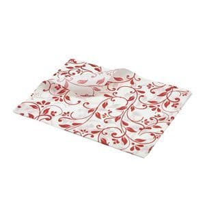 Red Floral Print Greaseproof Paper 25x20cm (1000)