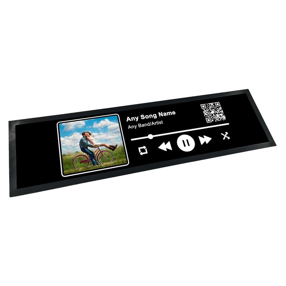 Personalised Song and Album Music Keepsake QR Code Rubber Bar Runner ...