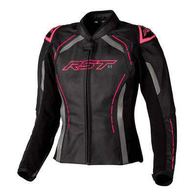 RST S1 CE Leather Jacket Black Pink