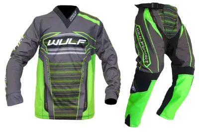 Wulfsport MX Top & Pants - Green - Kids