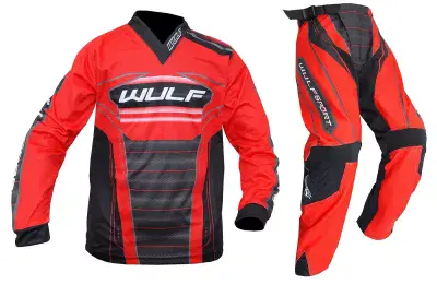 Wulfsport MX Top & Pants - Red - Kids