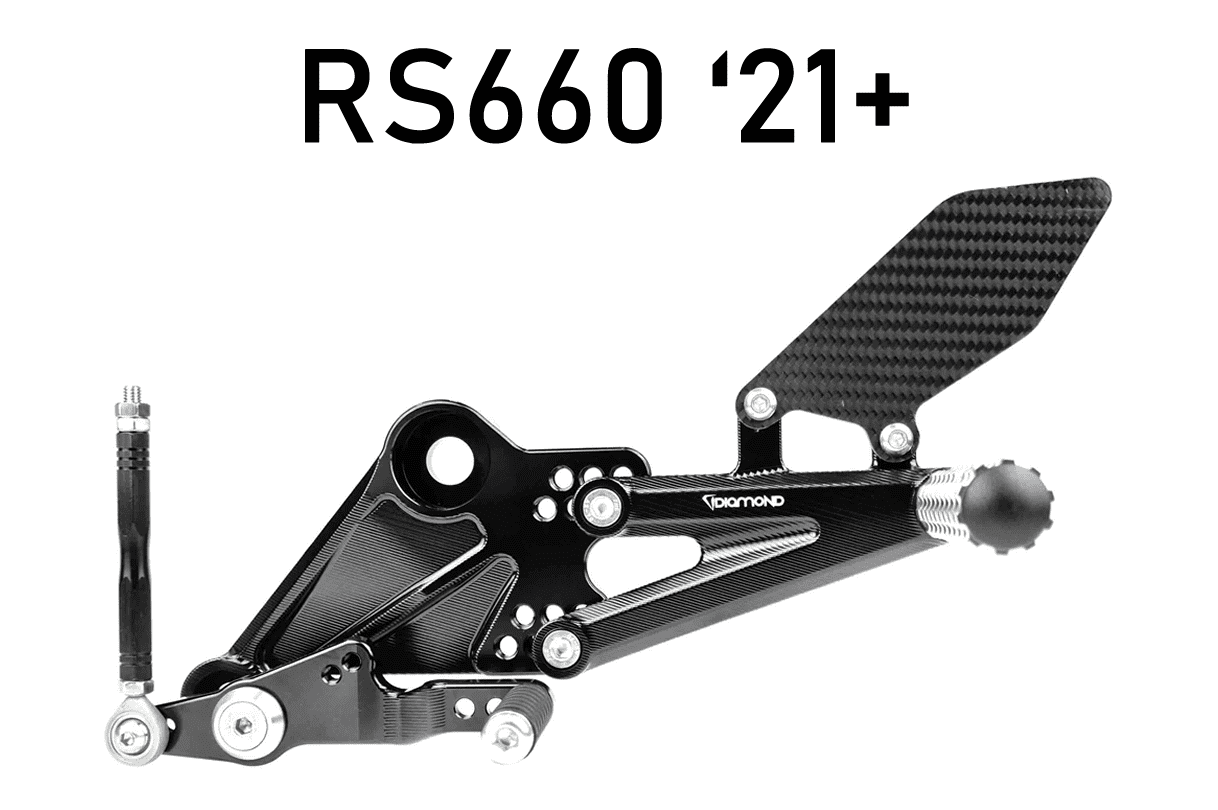 Aprilia RS660 Rearsets from Diamond Race Products Now with Carbon Fibre!