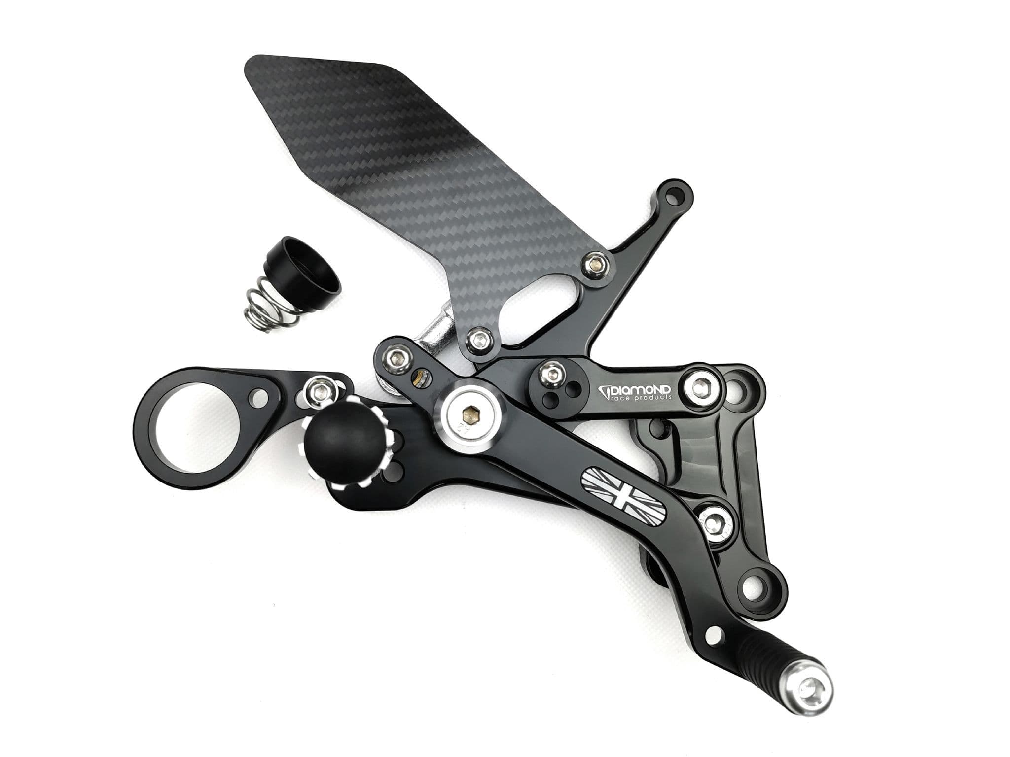 BMW S1000R Rearsets from Diamond Race Products Now with Carbon Fibre!