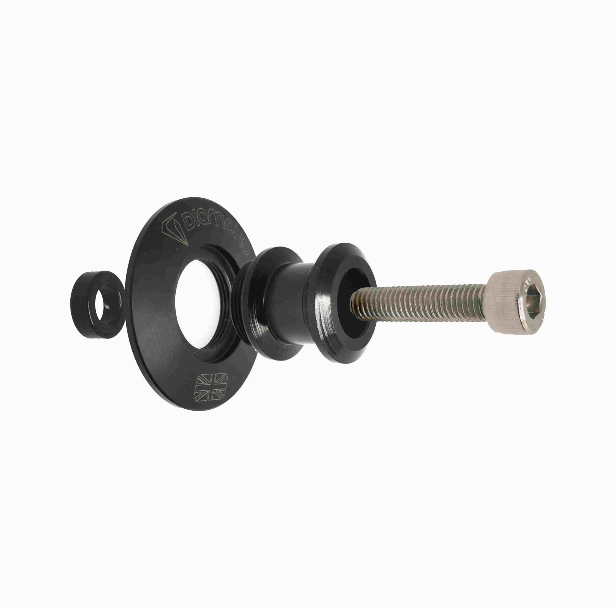 Black Aluminum Bobbins Racing Adapter Stand - M8 Thread, For Motorcycle Mounting/Distance Holder