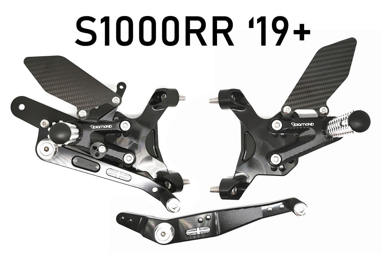2019+ BMW S1000RR Rearsets from Diamond Race Products Now with Carbon