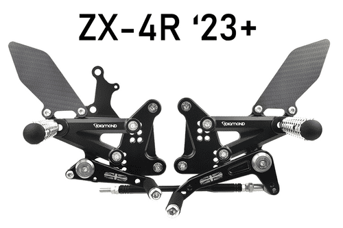 Kawasaki ZX-4R/RR Rearsets from Diamond Race Products - Now with Carbon Fibre!
