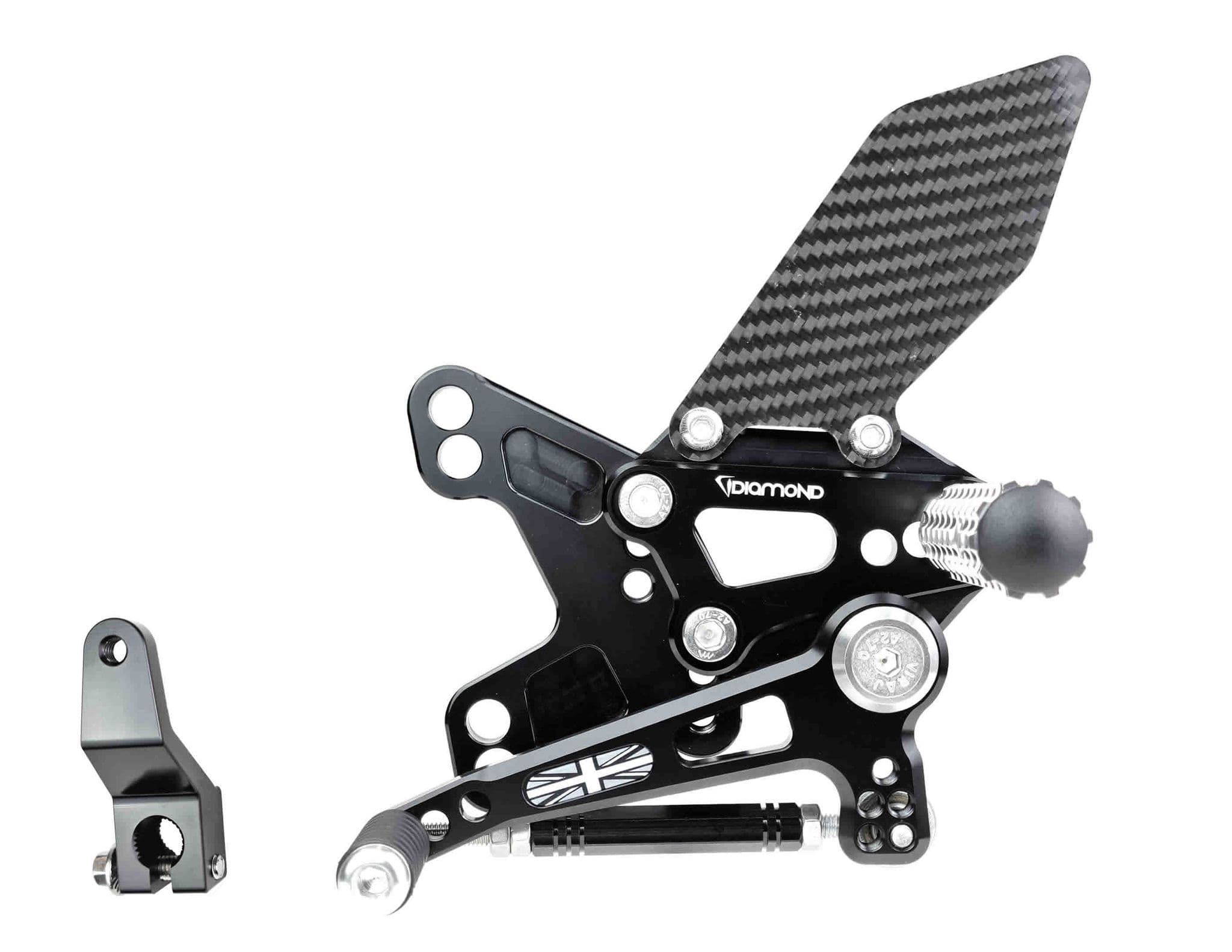 Kawasaki ZX10R Rearsets from Diamond Race Products Now with Carbon Fibre!