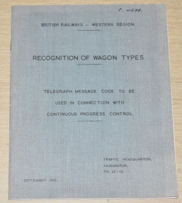 British Railways Western Region Recognition of Wagon Types