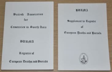 Burma Register of European Deaths and Burials, and seperate Supplement