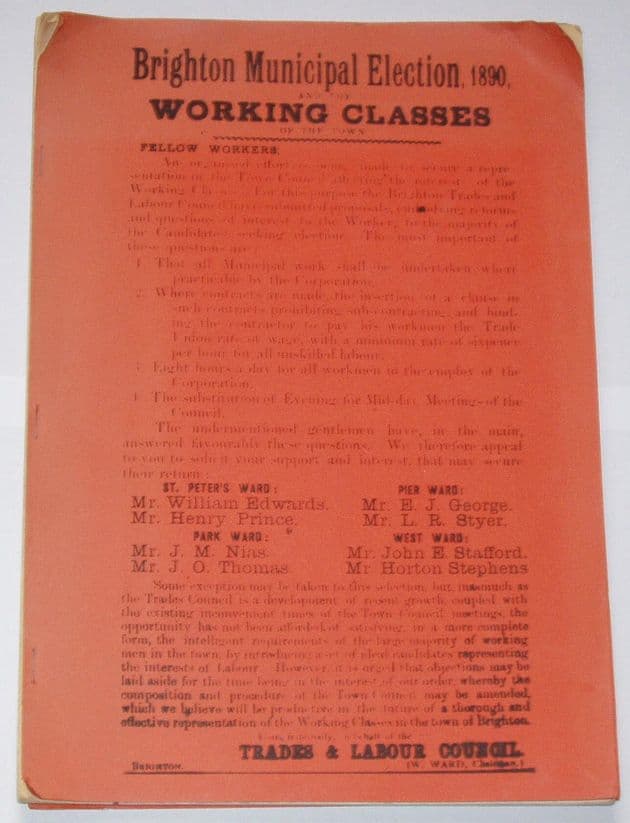 Organised Labour in Brighton in the late 19th and early 20th centuries, by Andy Durr