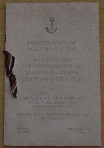 Presentation of Colours to the 4th Battalion The Oxfordshire & Buckinghamshire Light Infantry, 1954