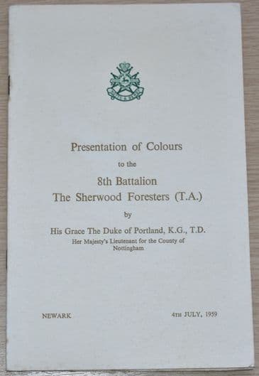 Presentation of Colours to the 8th Battalion The Sherwood Foresters (T.A.), 4th July 1959
