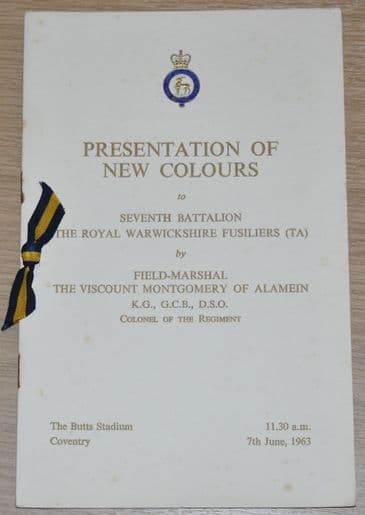 Presentation of New Colours to Seventh Battalion The Royal Warwickshire Fusiliers, 7th June 1963